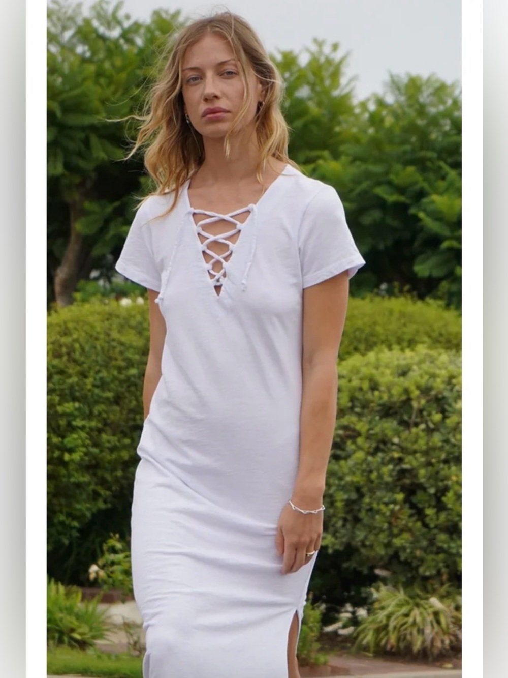 NWT LNA White Lace-Up Midi Swim Cover Up - Picture 2 of 11